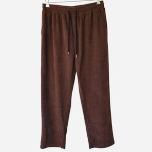 Brown Wide Leg Corduroy Trousers With 4 Pockets And Drawstring Waist